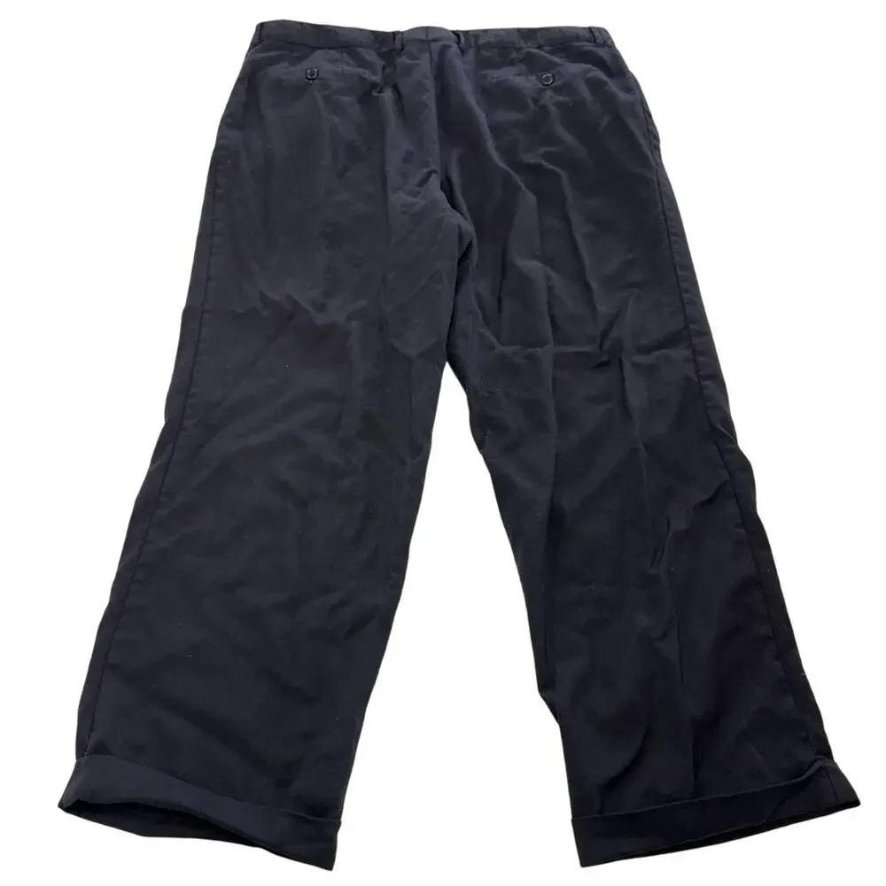 BOSS Hugo Boss Pants‎ Mens Medium Black Pleated Dress Trousers Cuffed Chino